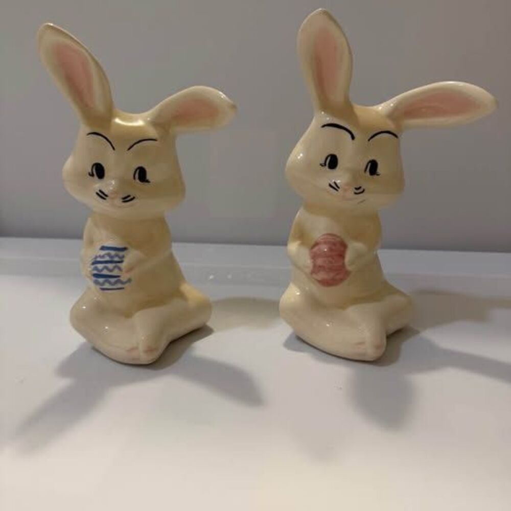 Vintage Ceramic Easter Bunny Figurines (Set of 2)